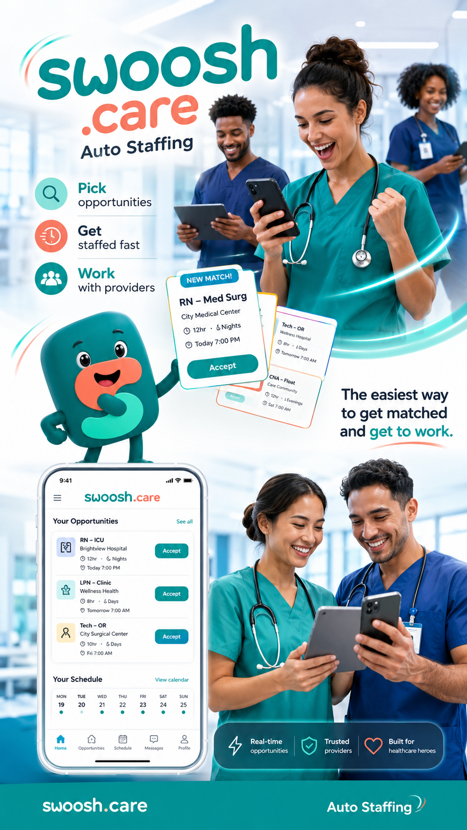Get matched and get to work - real-time staffing opportunities