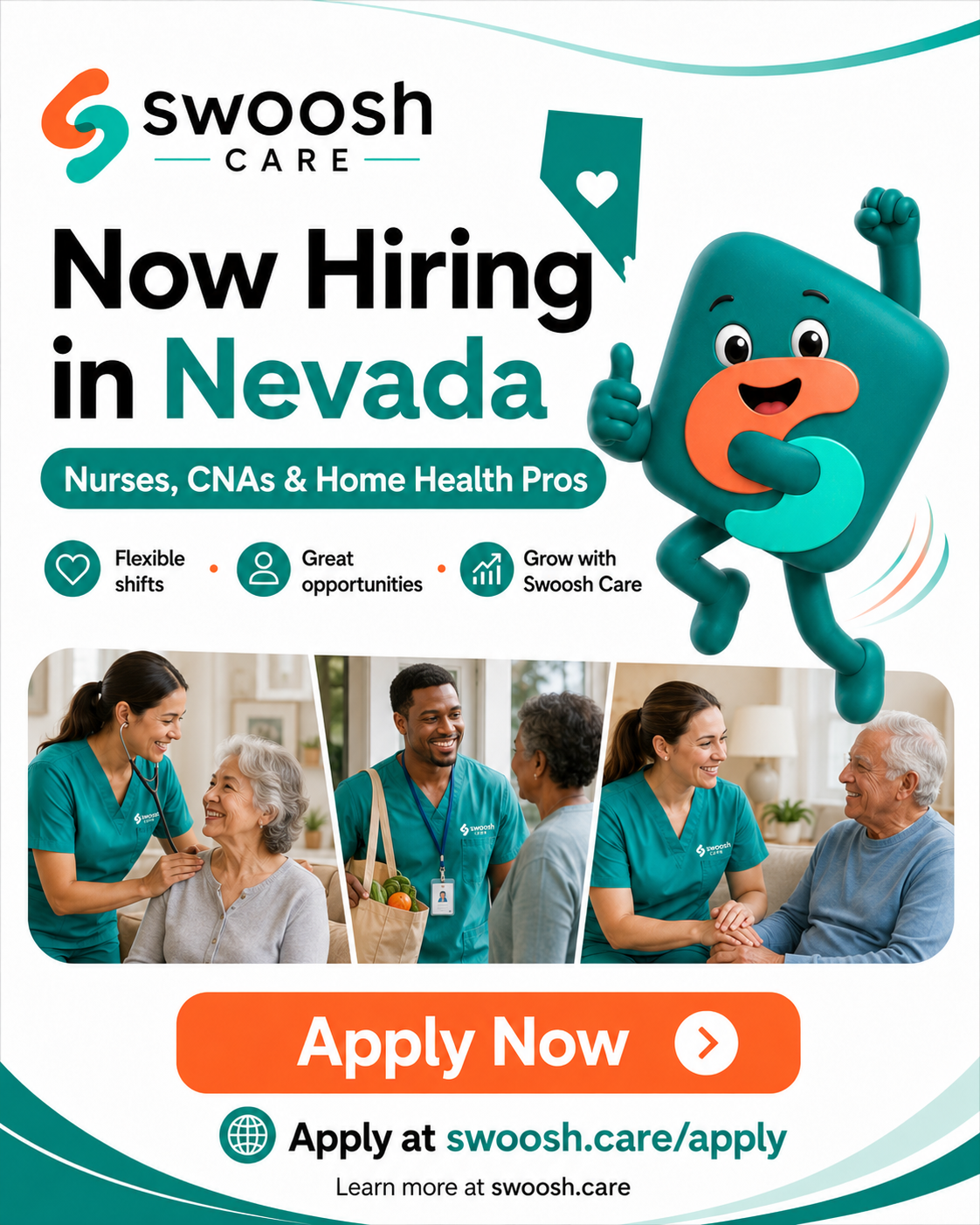 Swoosh Care now hiring nurses, CNAs, and home health professionals in Nevada