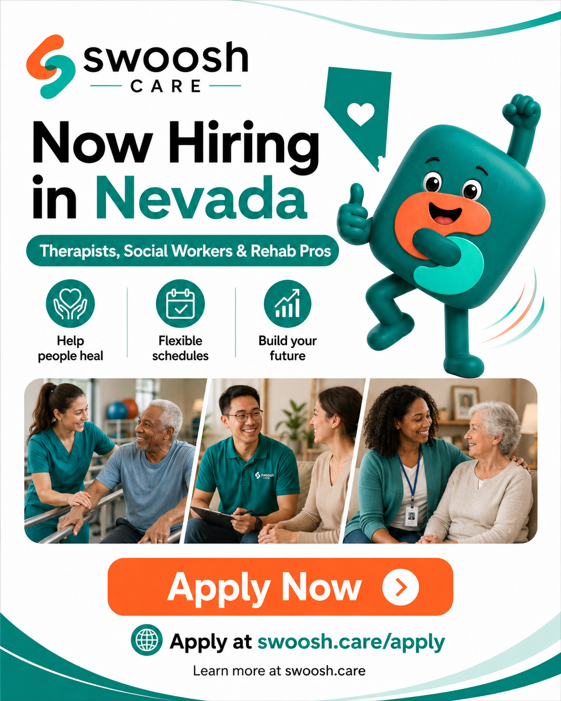 Swoosh Care now hiring therapists, social workers, and rehab professionals in Nevada
