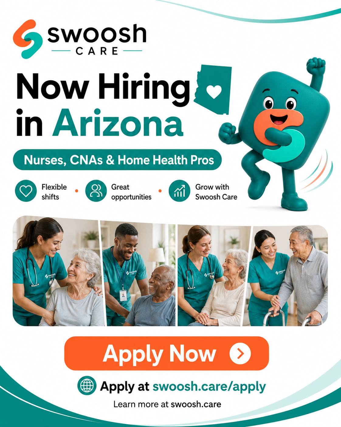 Swoosh Care now hiring nurses, CNAs, and home health professionals in Arizona
